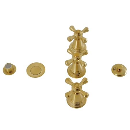 Kingston Brass ThreeHandle Bidet Faucet, Brushed Brass KB327AX